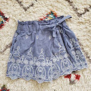 Zara | Blue Gingham Embroidered Shorts